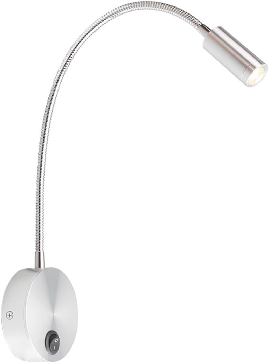 Lampa ścienna do czytania 3W, aluminiowa, regulowana, giętka szyjka (srebrna)