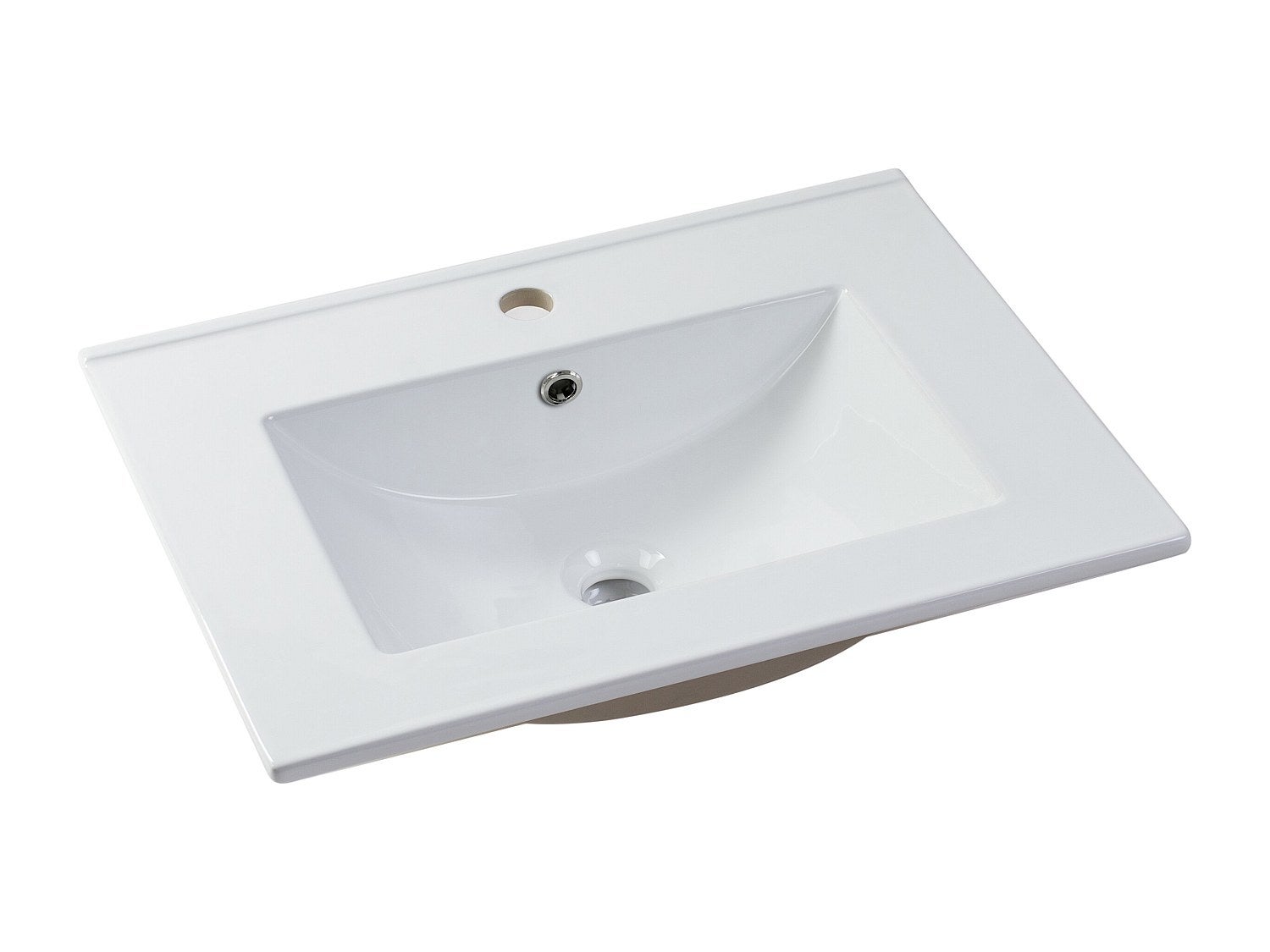 Prostokątna biała umywalka ceramiczna - 61 x 46,5 cm - MOTIAC