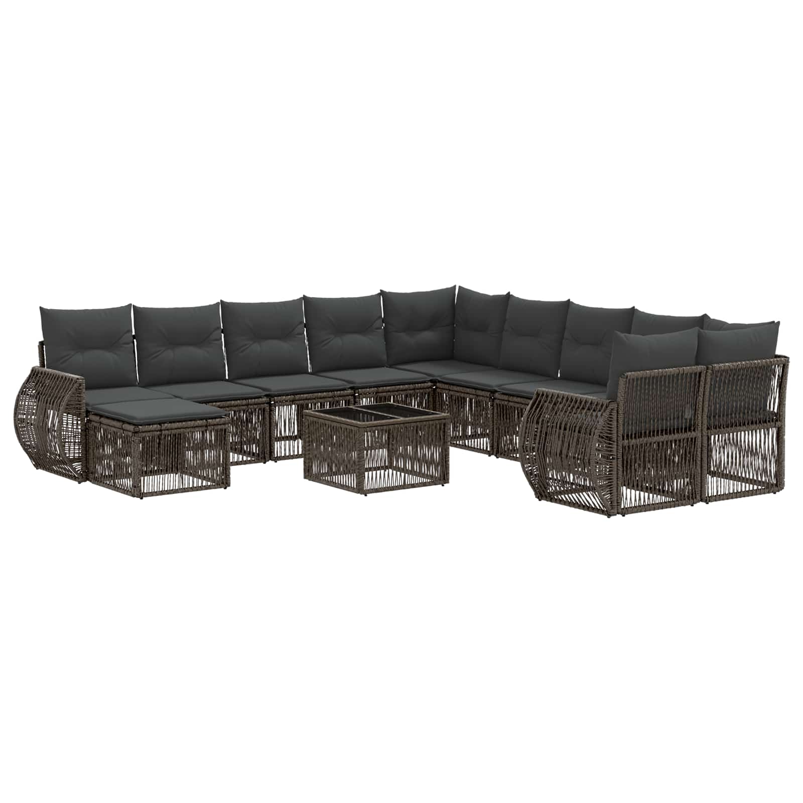 Zestaw Sof na Ogród 12 pcs Szary polirattan vidaXL