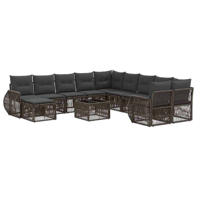 Zestaw Sof na Ogród 12 pcs Szary polirattan vidaXL