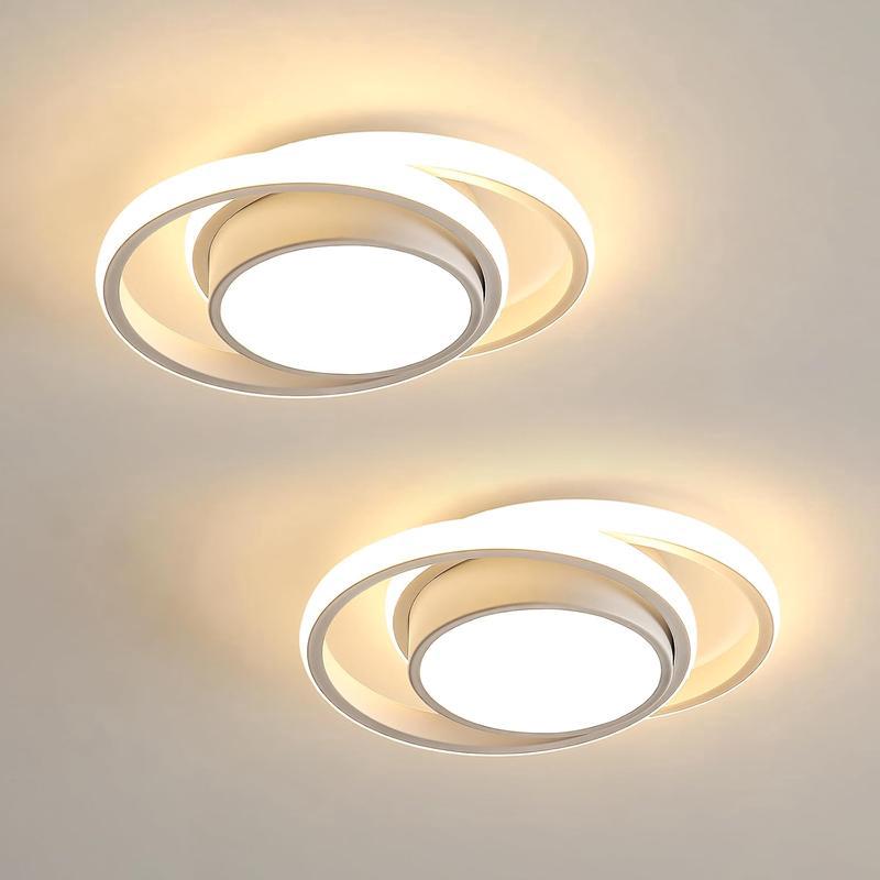 Zestaw 2 okrągłych lamp sufitowych LED, 32 W, 2350 lm, ciepłe białe światło 3000 K, średnica 28 cm.