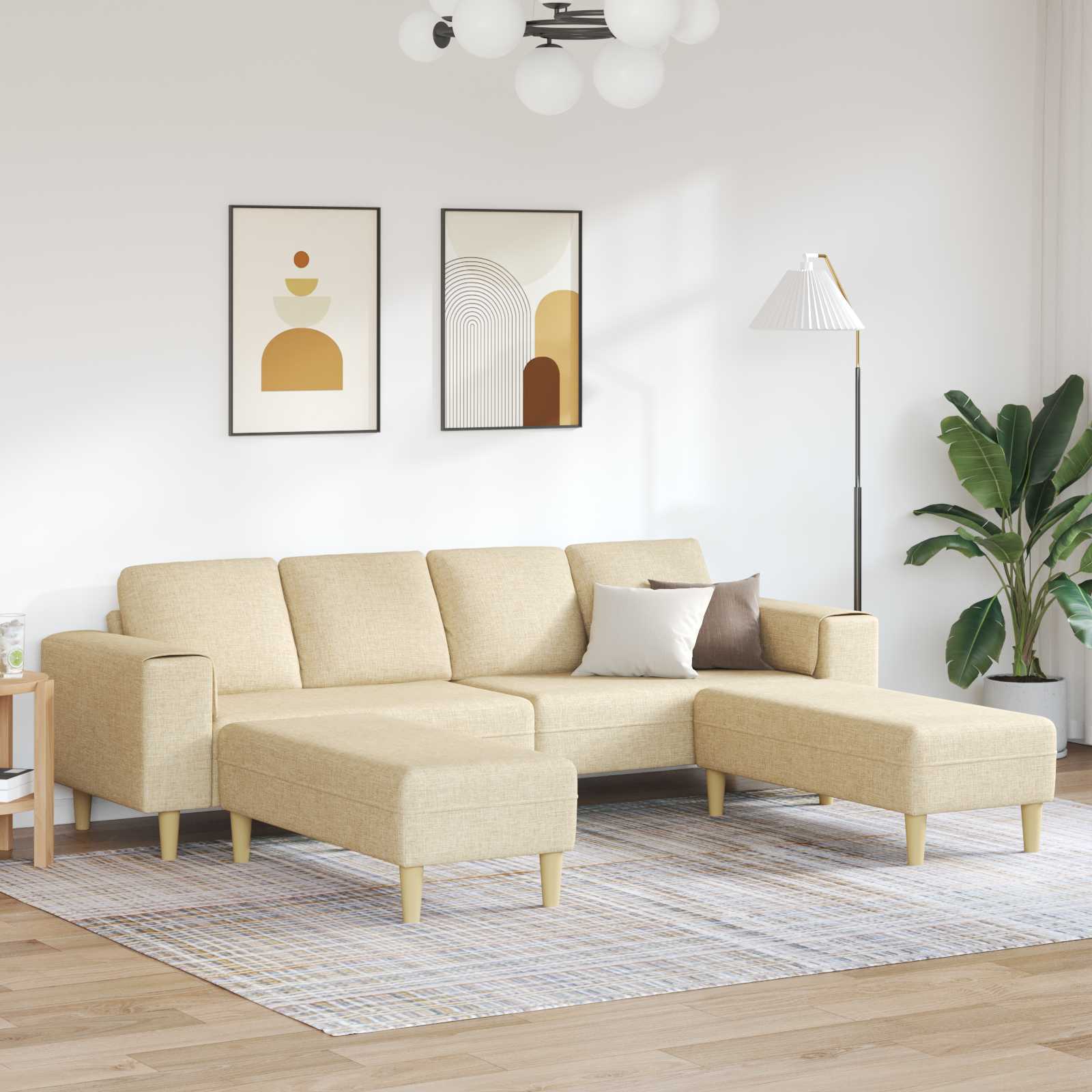 Sofa do salonu 3 pcs Kremowy Poliester vidaXL