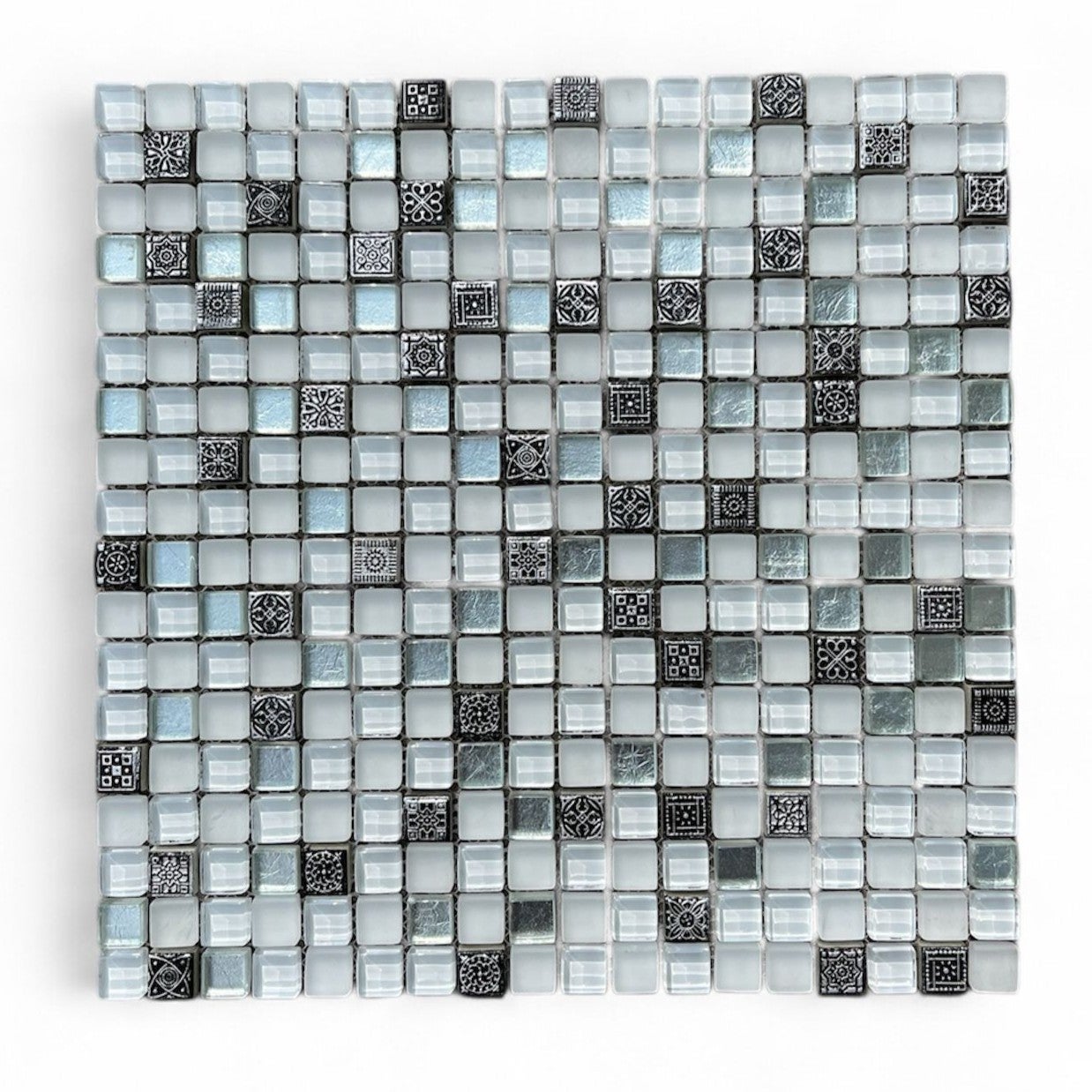 Mozaika Szkło i Metal na Siatce 30x30 cm Łazienka – 1 m²