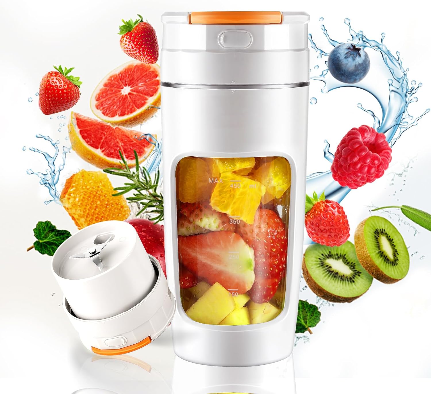 600 ml przenośny kubek blendera – ładowany przez USB – do koktajli mlecznych, smoothie i soków – blender osobisty (biały)
