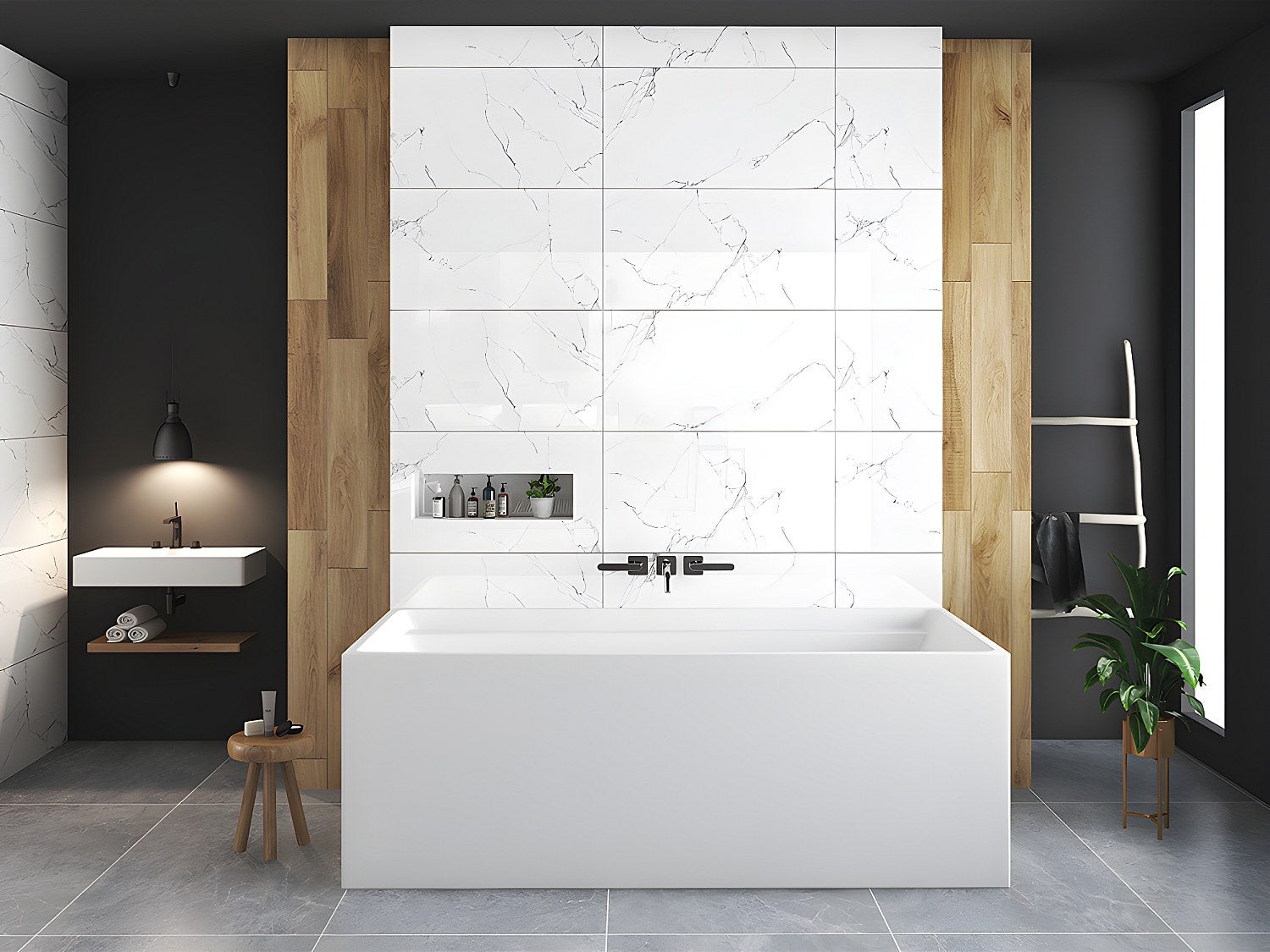 Wanna wolnostojąca prostokątna – 280 l – 170 × 75 × 60 cm (dł. × szer. × wys.) – kolor biały – akrylowa - ASPIUS