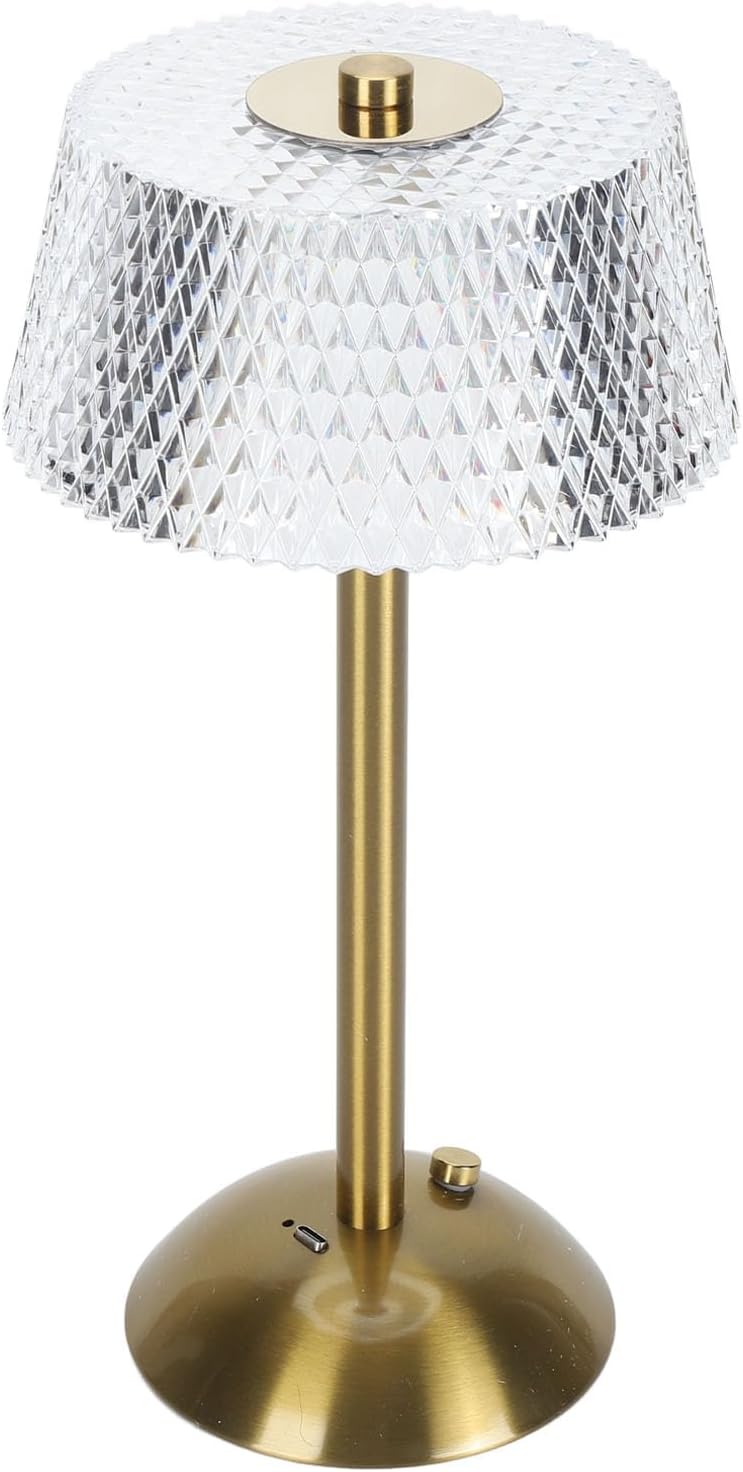 Ściemnialna lampa stołowa, kryształowa lampa stołowa z 3-kolorową zmianą kolorów, sterowana dotykowo, akumulatorowa lampa stołowa LED | Lampa w stylu