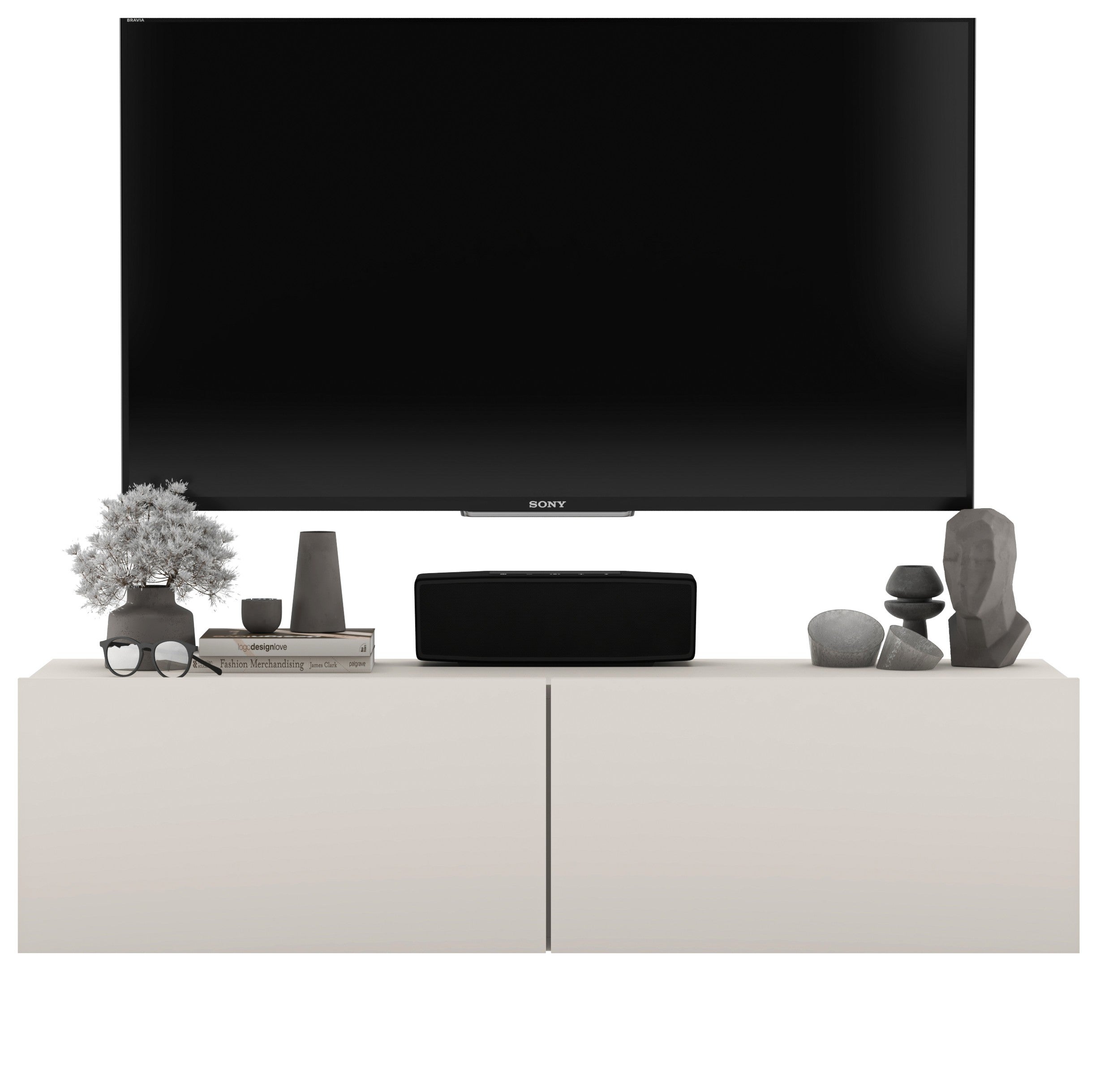 Wisząca szafka RTV Loft 120 cm kaszmir mat, mała komoda pod telewizor do salonu