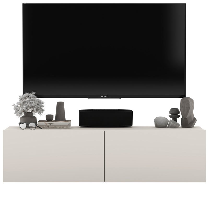 Wisząca szafka RTV Loft 120 cm kaszmir mat, mała komoda pod telewizor do salonu