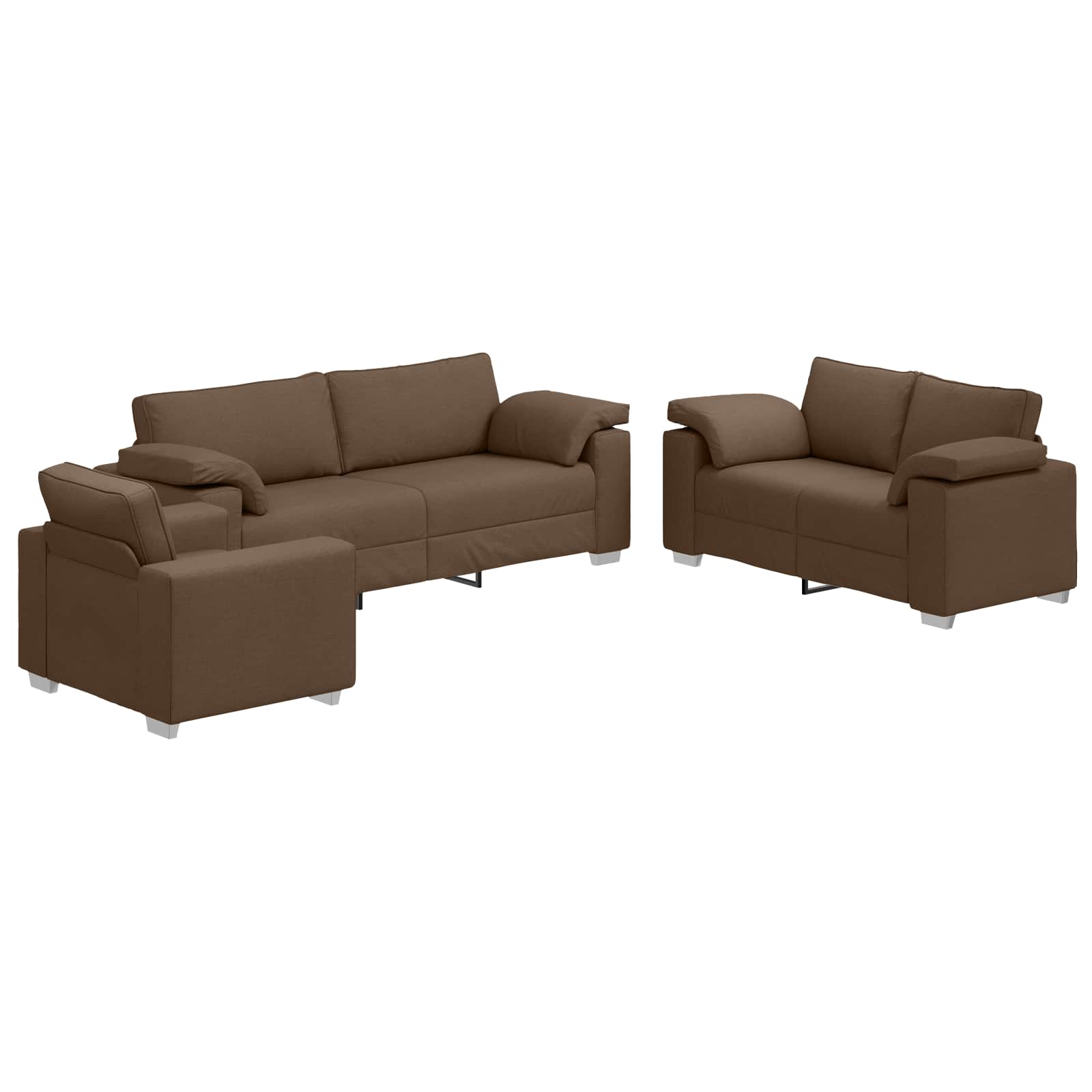 Sofa 3 pcs Brązowy 219 x 80 x 82 cm Tkanina lniana