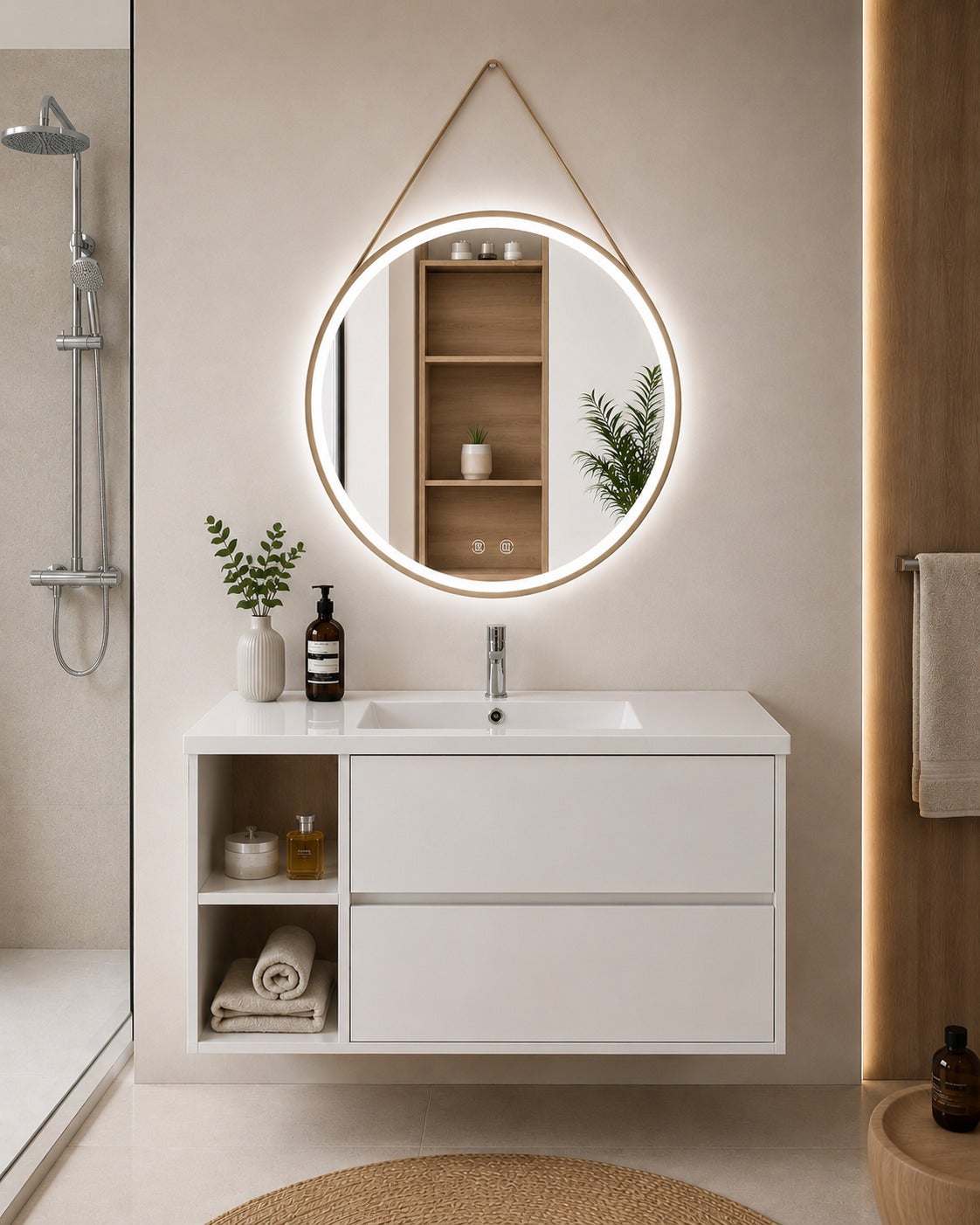 Szafka łazienkowa z umywalką ORIGENBATH ZEUS bez lustra 80x40 cm Lewa strona biały