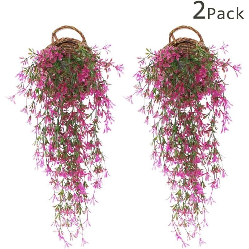 2 Sztuki Sztucznego Bluszczu, Sztuczna Roślina Bluszczu, Wiszący Bluszcz, Sztuczne Liście Bluszczu, Sztuczne Dekoracje z Wisterii - czerwony
