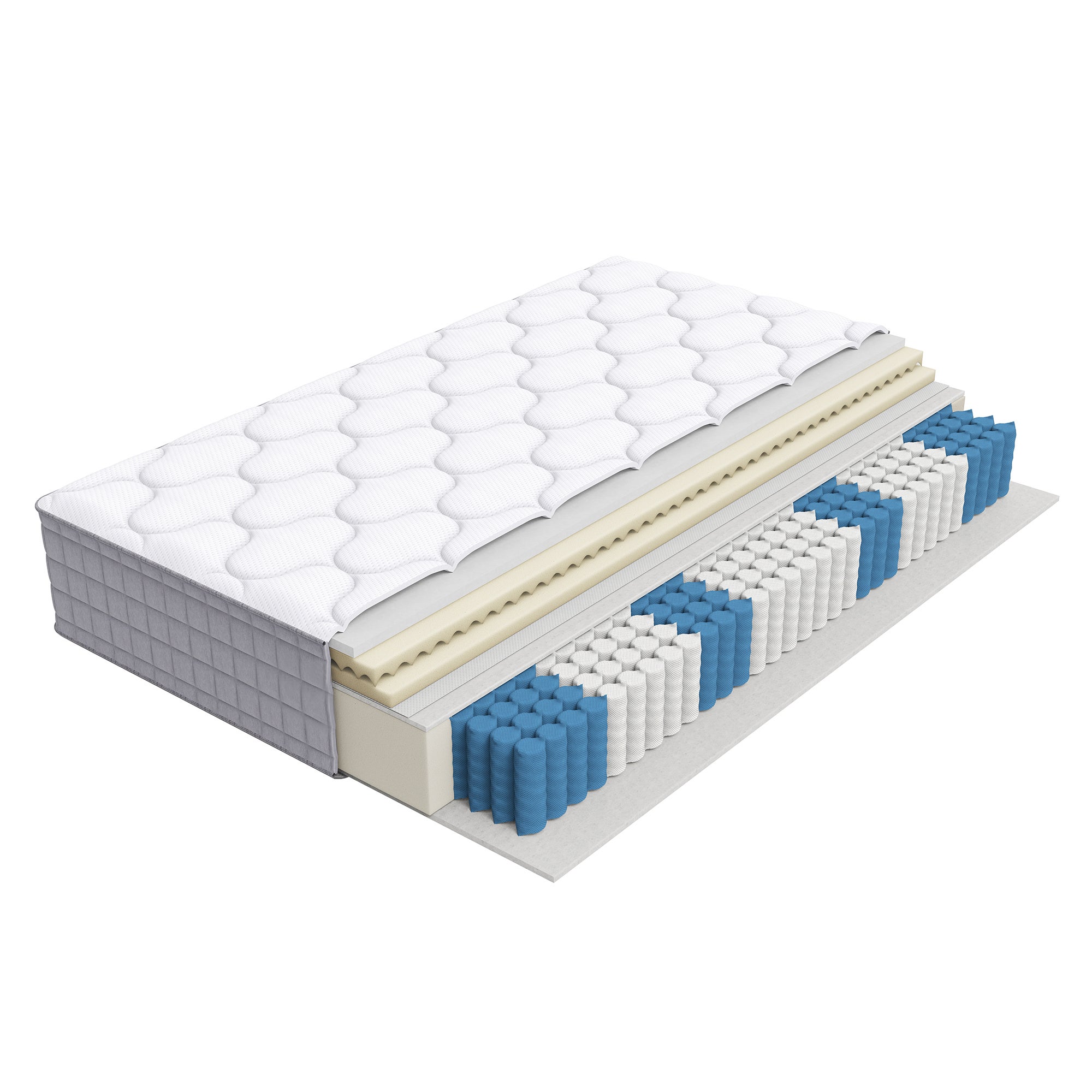 Materac sprężynowy 160x200cm - grubość 25cm - twardość H3 - sprężyny kieszeniowe - ergonomiczny - biały