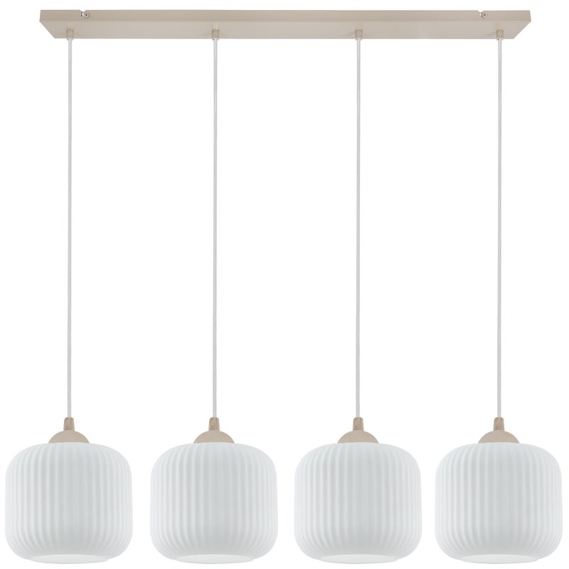Lampa sufitowa wisząca Light Home LH Riffle 4xE27 kaszmir klosz biały 15cm walec