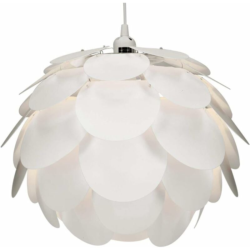 Lampa wisząca Puzzle Ceiling – lampa w kształcie kwiatu z kablem i pierścieniem E27 – żyrandol do sypialni, jadalni, kuchni, salonu – biały