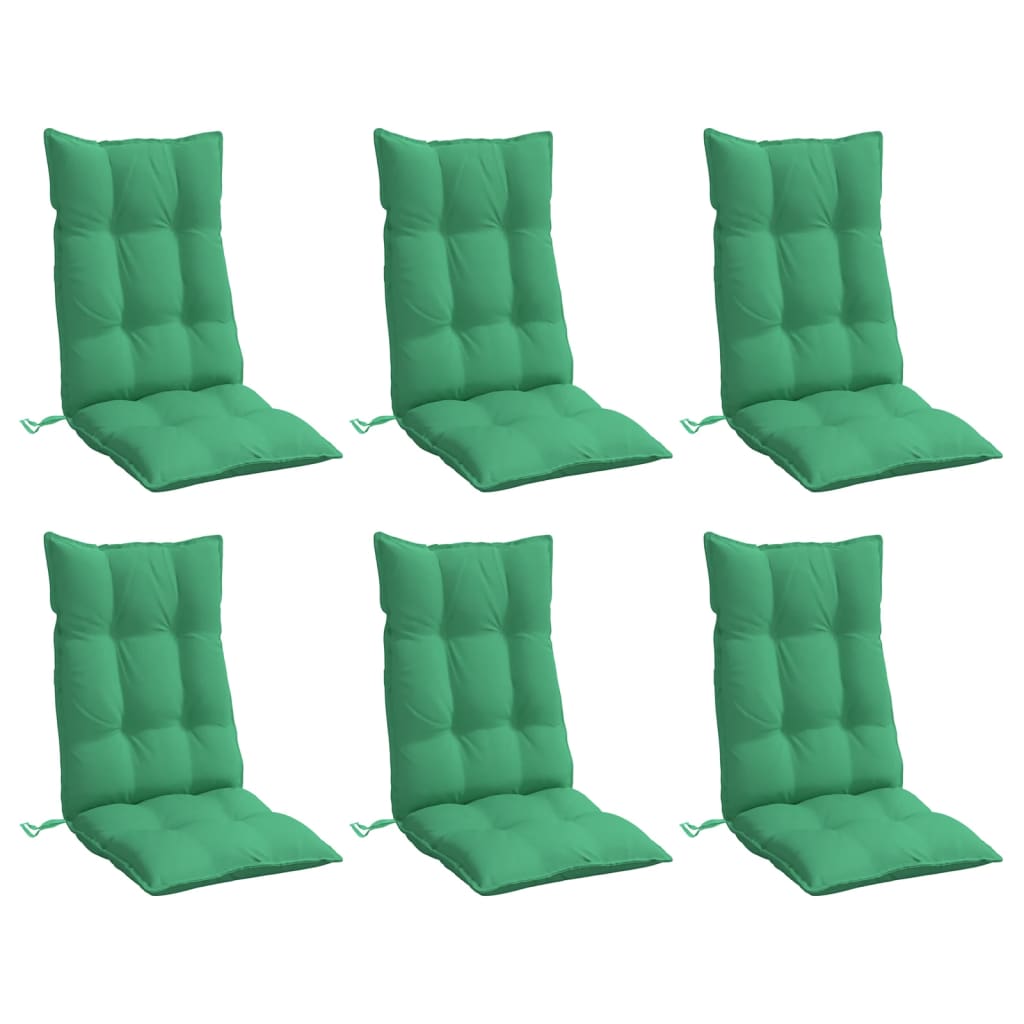 6x Poduszka Ogrodowa na Krzesło z Wysokim Oparciem Zielona 120x50x7 cm
