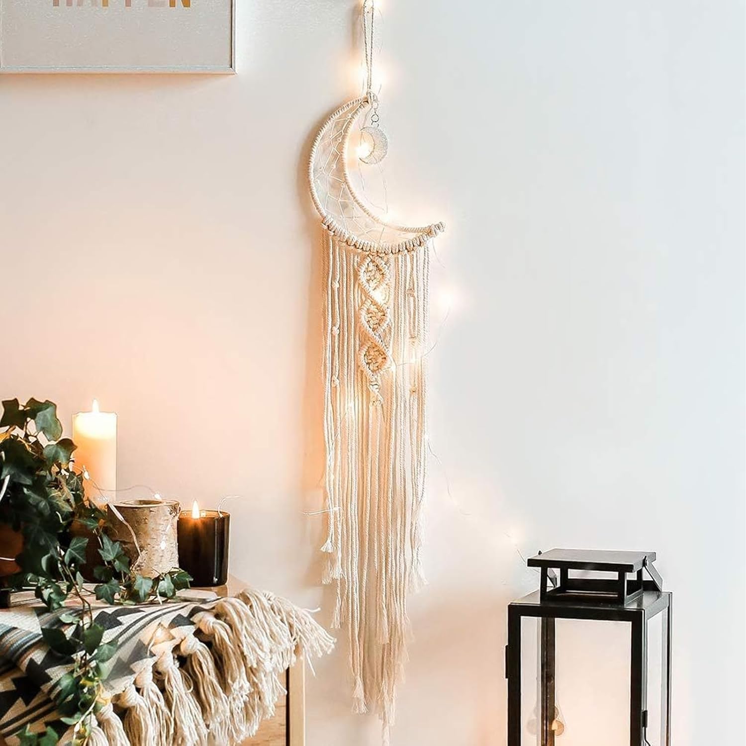 Gigantyczna makrama w kształcie łapacza snów, dekoracja ścienna w stylu boho, półka ścienna na Eid Mubarak Ramadan