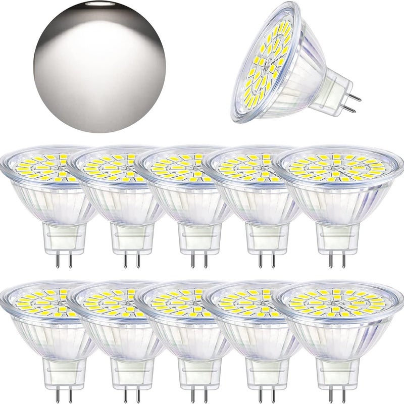 Zestaw 10 Żarówek LED GU5.3 MR16 5W – Biały Zimny 6000K, Nieściemnialne – Odpowiednik Halogenu 50W – Jasność 450LM