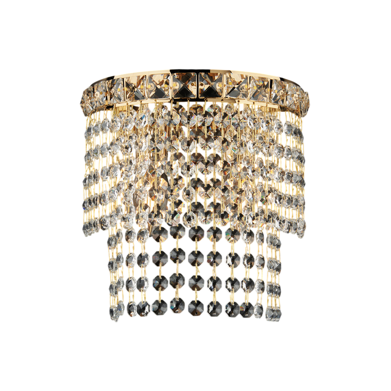 Applique in ferro e ottone dorato con strass 2 luci H.23 - L.14 - P.21