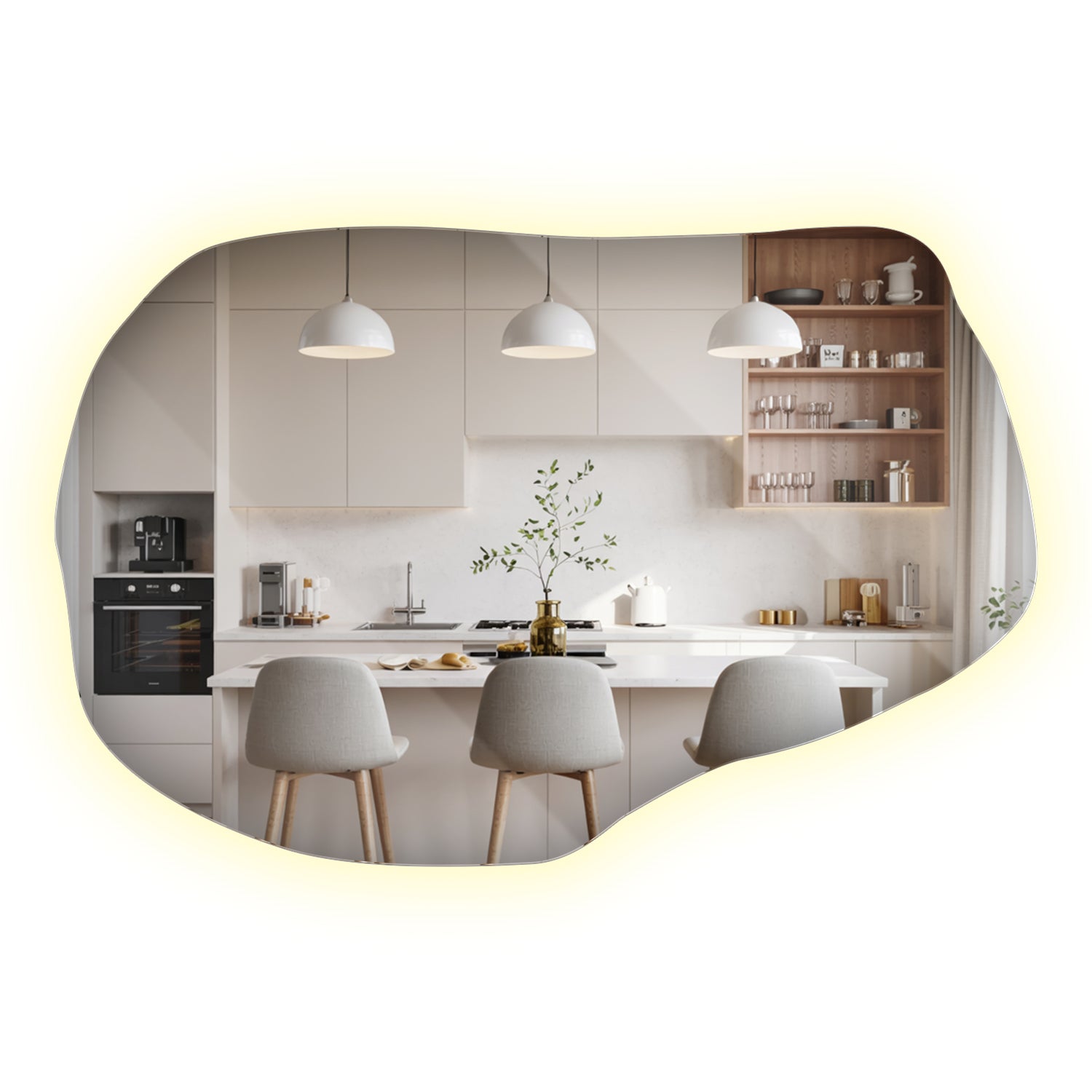Lustro LED nieregularne 100×65 cm neutralne światło subtelna dekoracja nowoczesnych przestrzeni ArtPrintCave