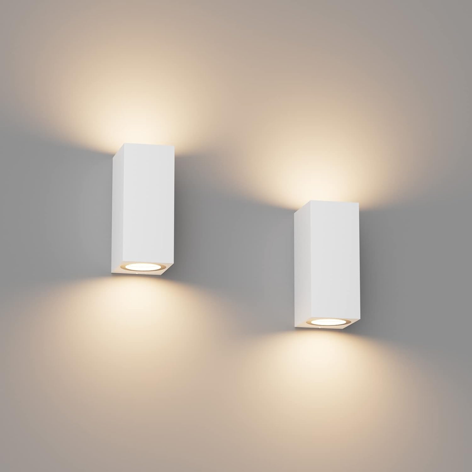 2 sztuki białych lamp ściennych IP65 GU10 nowoczesne aluminiowe do wewnątrz i na zewnątrz przedpokój