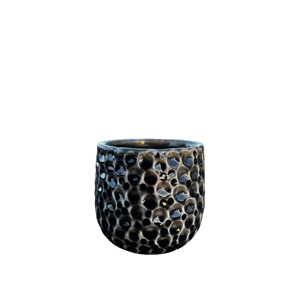 Donica ceramiczna Provencelia PARISETTE Szary, sred.12 x H10 cm, rękodzieło, szkliwiona