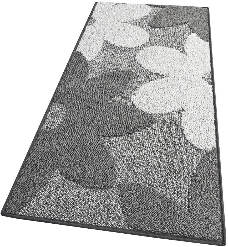 Dywan Kuchenny 50x135 cm Antypoślizgowa 100% Made in Italy Zmywalny Nowoczesny Kwiaty 3D Szary