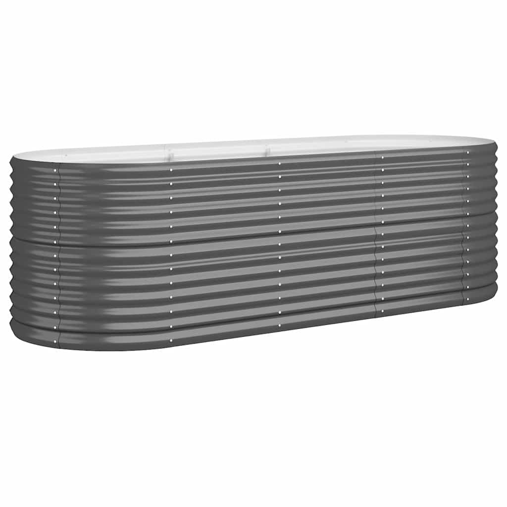 Donica Ogrodowa Metalowa Podwyższona Owalna Antracytowa Ocynkowana