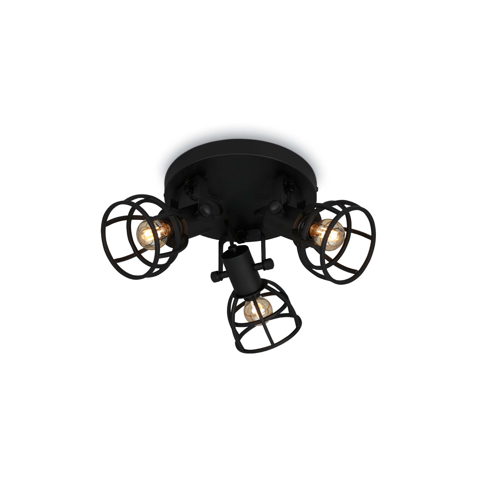 BRILONER LEUCHTEN KORBO BLACK Spot Ceiling Light, 25 W, IP20, czarny, metal, excl. 3x E14, Ø 23 cm