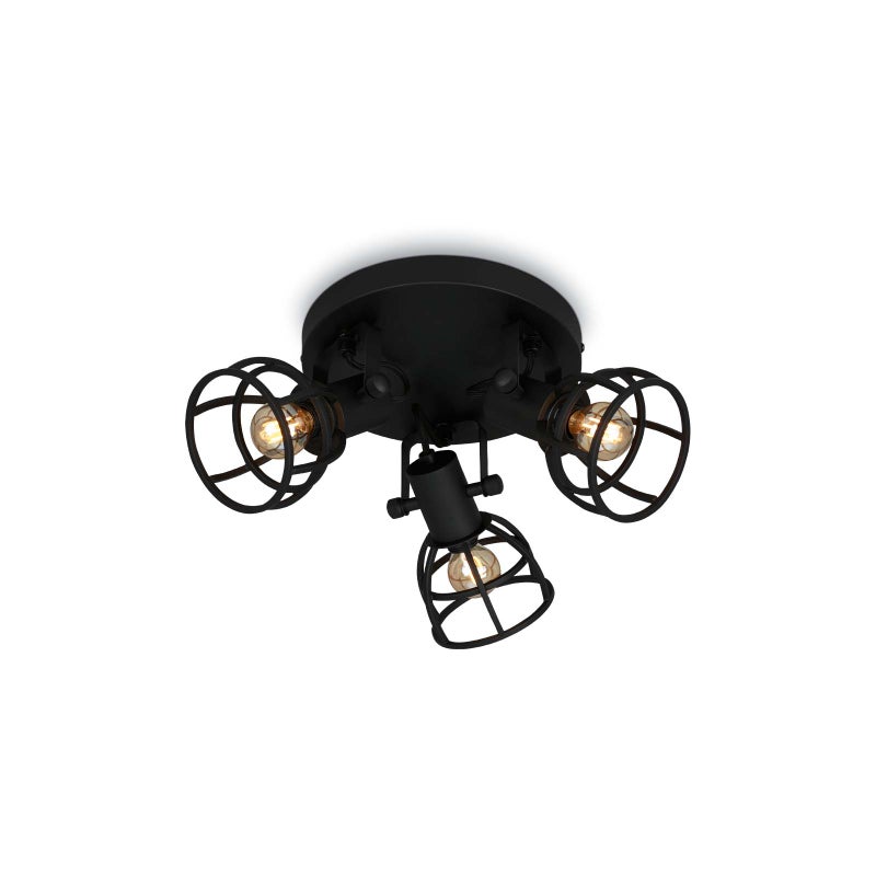BRILONER LEUCHTEN KORBO BLACK Spot Ceiling Light, 25 W, IP20, czarny, metal, excl. 3x E14, Ø 23 cm