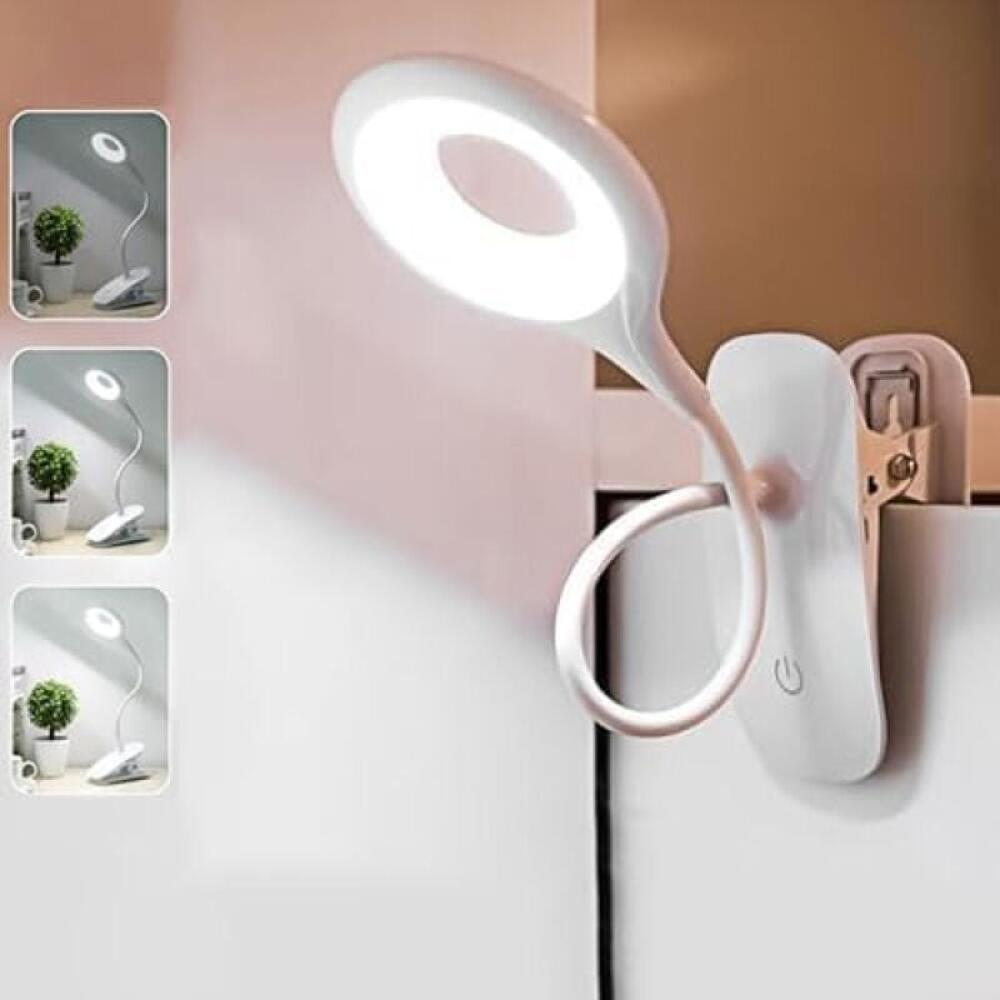 Biała lampka do czytania, ładowalna, z kablem USB, 20 żarówkami LED, przenośna lampa dotykowa, 3 poziomy jasności, idealna do nauki.