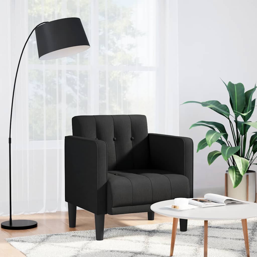 Sofa Fotel z Podłokietnikami Czarny 53 cm Tkanina vidaXL