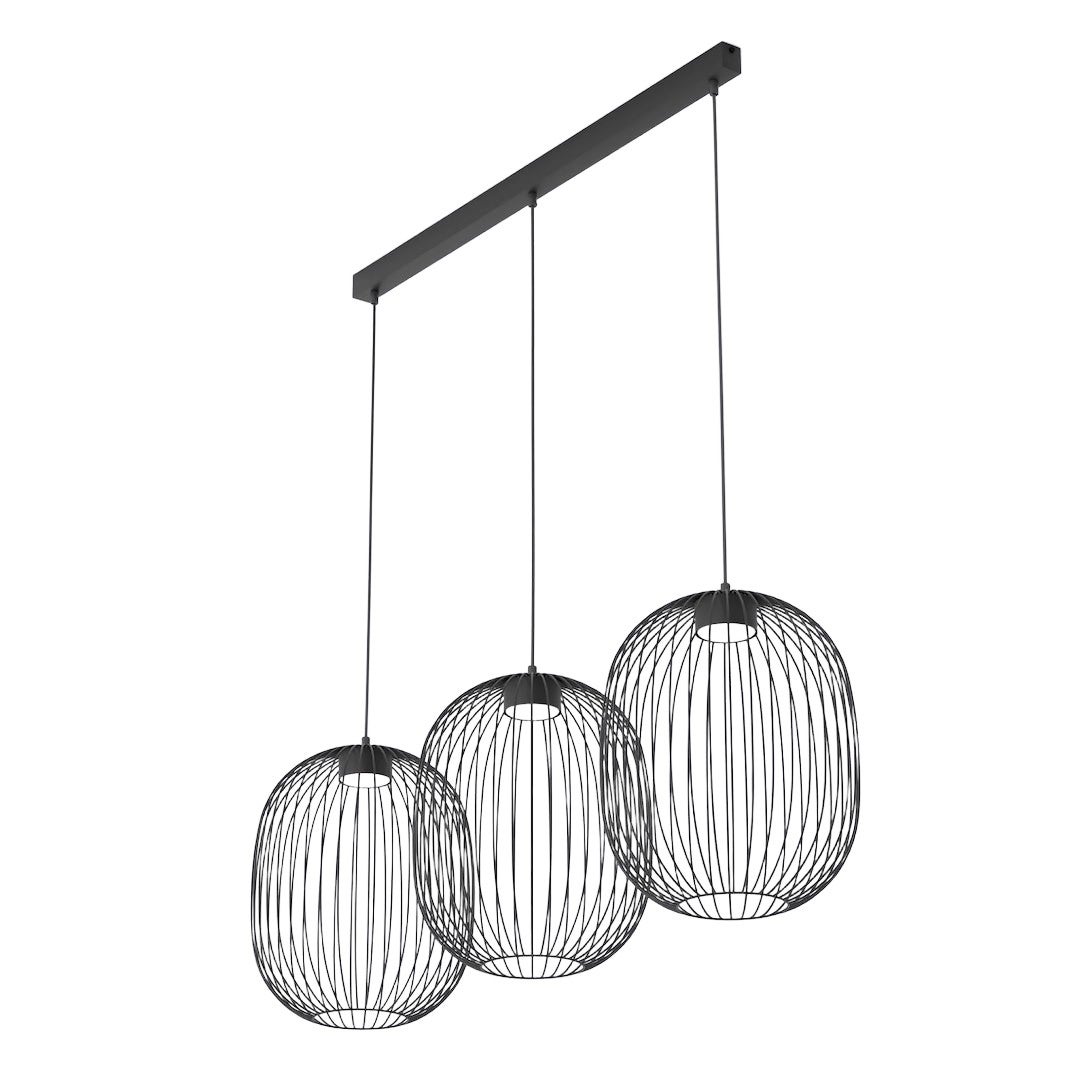Lampa wisząca industrialna czarna listwa owalne druciane klosze 3xGX53 10W MANTRA Emibig