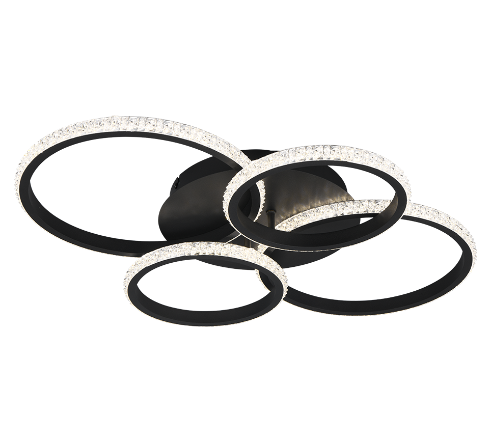 Lampa sufitowa poczwórny ring nowoczesna czarna CIRES LED 27W RL