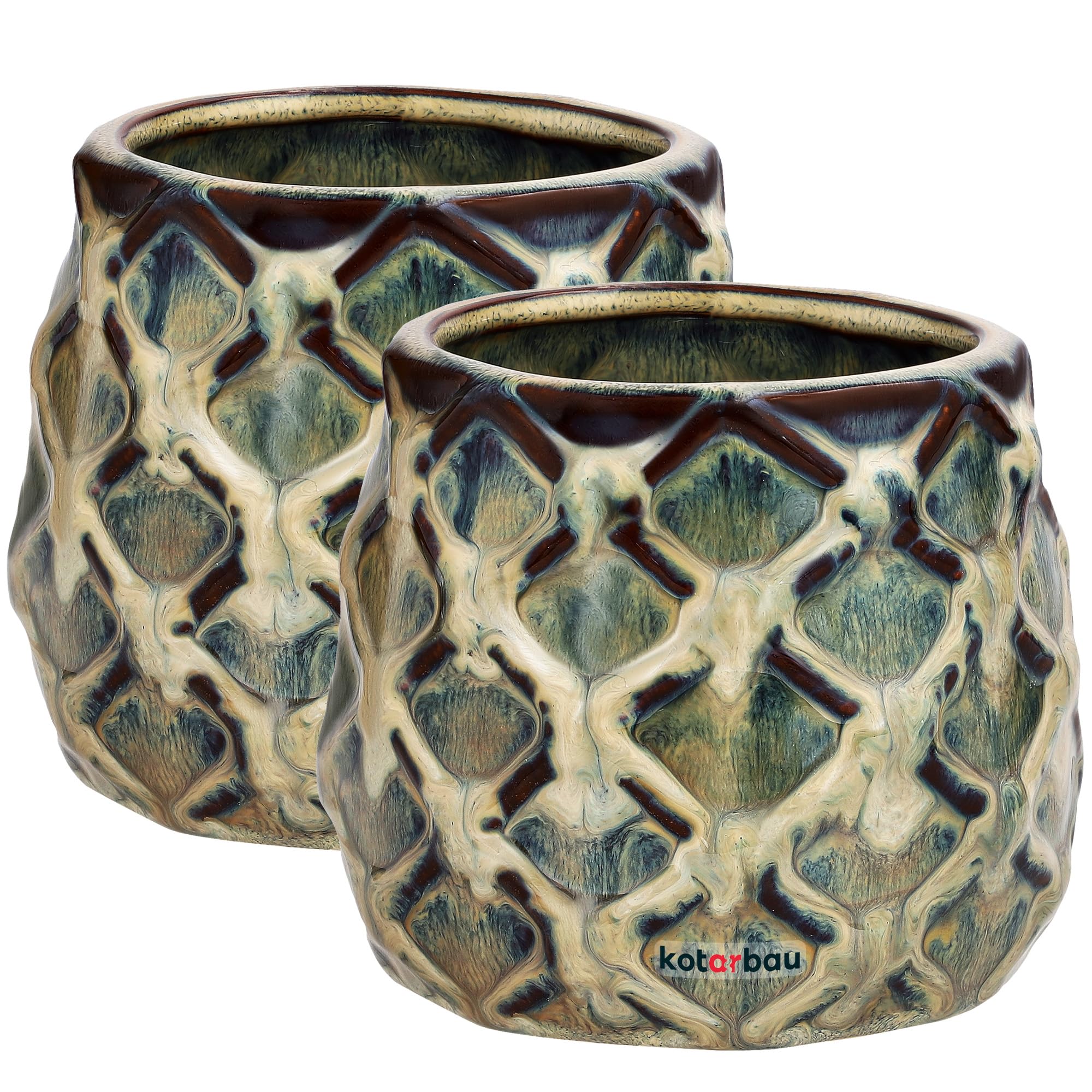 2x doniczka ananas donica osłonka ceramiczna ceramika ozdoba kwiaty fi 90 - KOTARBAU