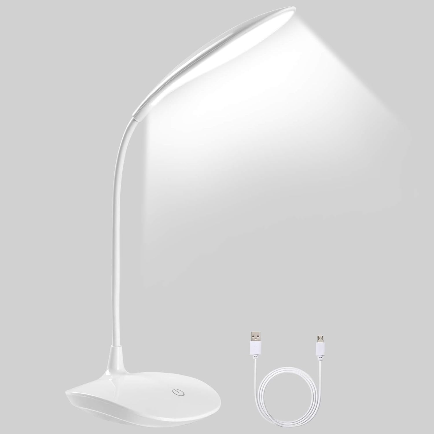 Lampka biurkowa LED, lampka LED USB ładowalna i składana, 1200mAh 3 jasności, elastyczne sterowanie dotykowe, ochrona oczu, lampka biurkowa LED