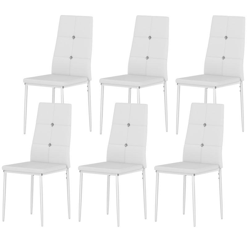 6 krzeseł do jadalni z wysokim stanem, ze skóry PU, nowoczesny design, białe