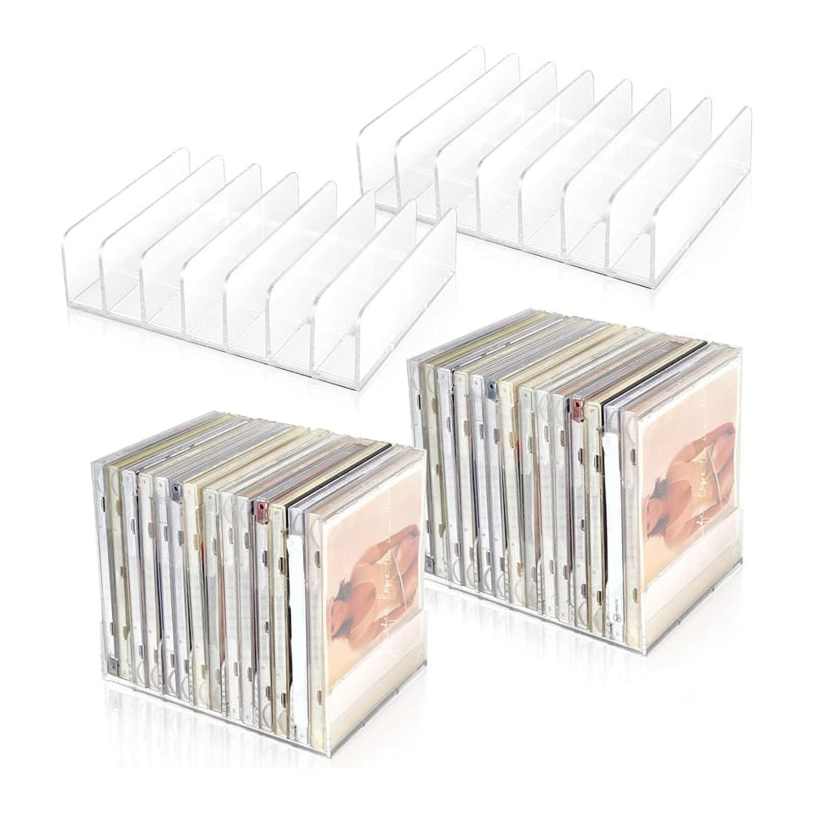 Przezroczysty akrylowy organizer na płyty CD, zestaw 4 elementów, rozwiązanie oszczędzające miejsce