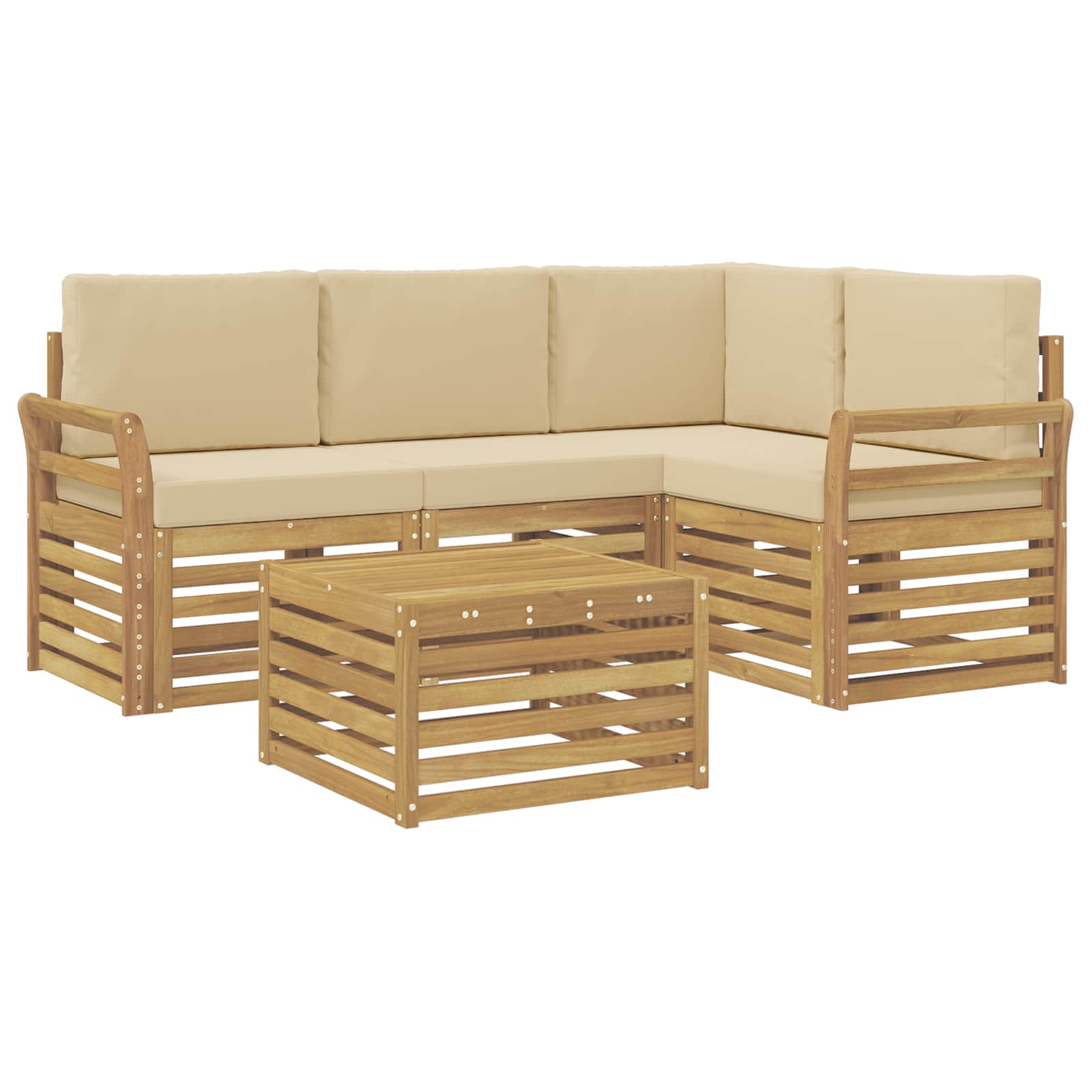 Zestaw sof na zewnątrz 5 pcs Biały i Beżowy 59 x 59 x 37 cm