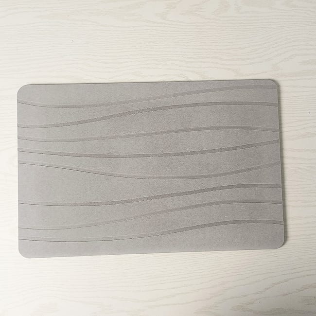 Mata podłogowa z ziemi okrzemkowej, twardy materiał, odpowiednia do łazienek i kuchni (wygięta w kolorze szarym, 39 x 60 x 0,9 cm)