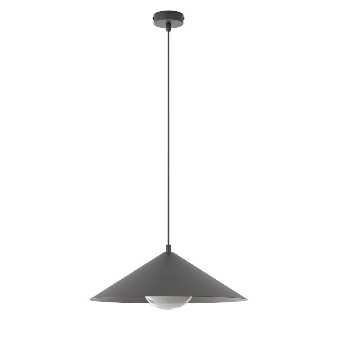 Lampa wisząca minimalistyczna czarno-grafitowa szklana kula stożek fi40cm 1xE14 10W MONO Emibig