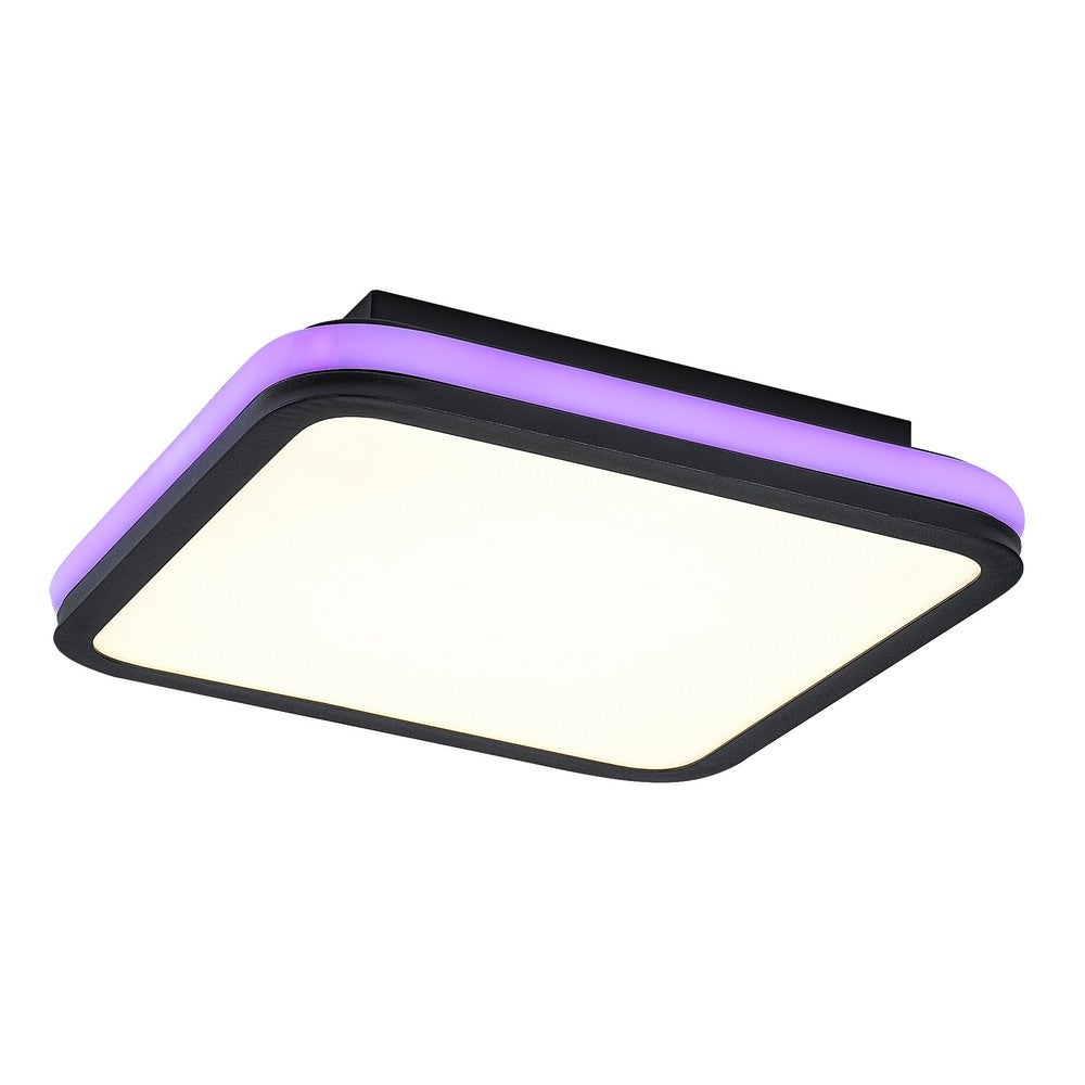 Plafon Serkan kwadratowy czarno-biały LED 43W 3000K-6500K 2600lm z pilotem wym: 7,5 x 35 cm IP20 metal Rabalux