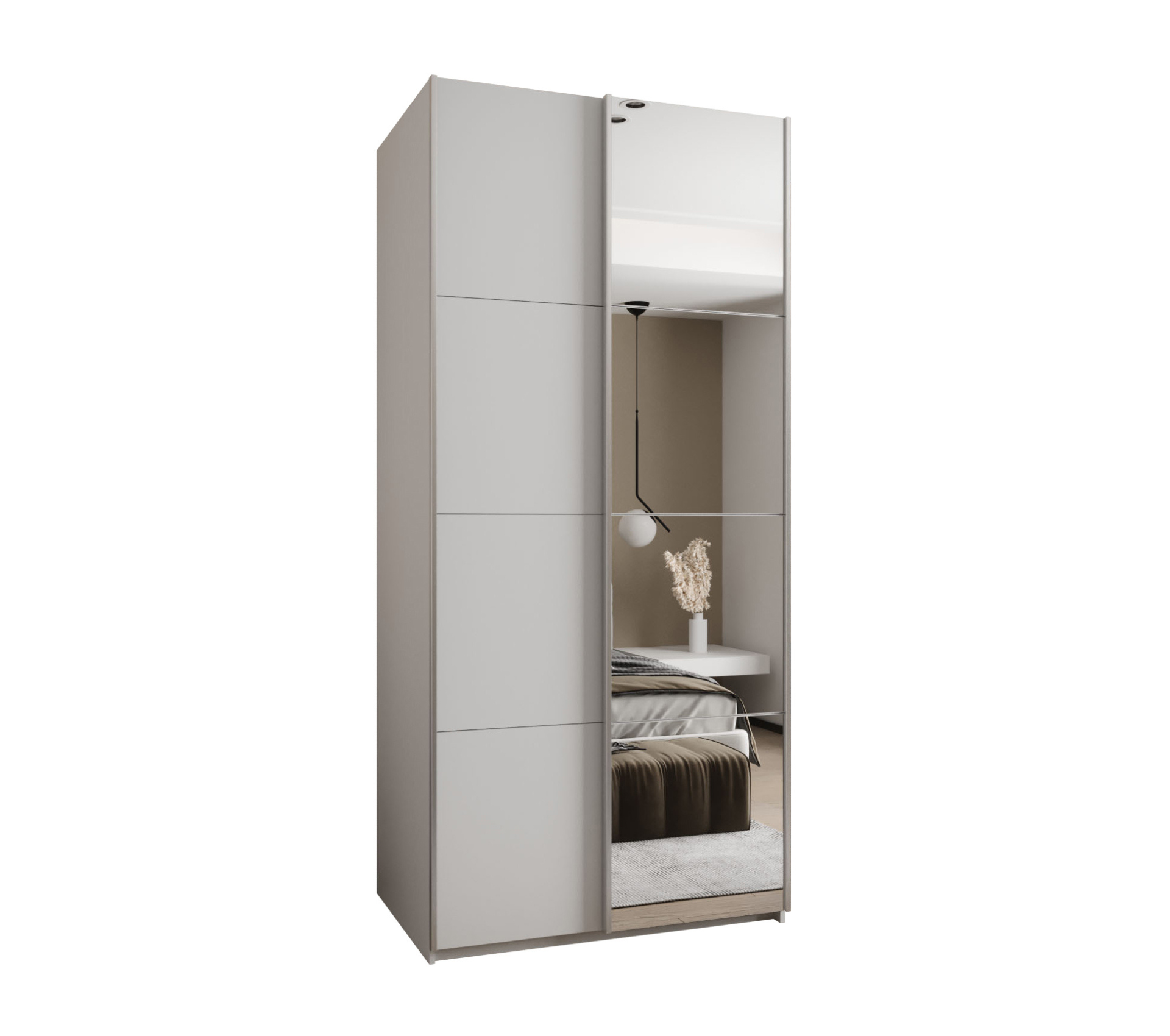 Szafa przesuwna wysoka Lux 3 120 x 64 x 245,5 cm biały + biały + u. srebrny - Abiks Meble