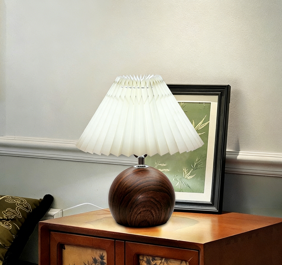 Lampa stołowa retro, lampka nocna, plisowana lampka nocna, lampka biurkowa, lampka nastrojowa, USB, dekoracja biura