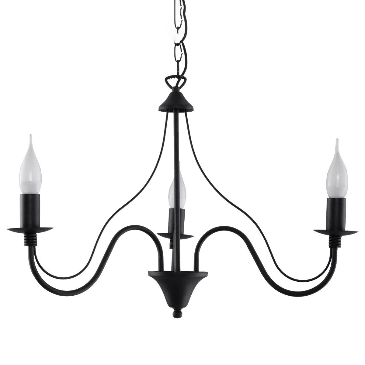 Lampa wisząca świecznikowa czarna 3xE14 10W MINERWA Sollux Lighting
