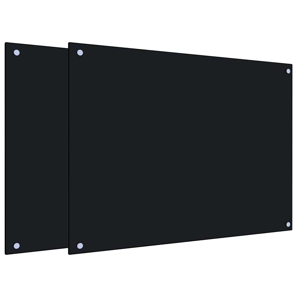 2x Panele Ochronne ze Szkła Hartowanego 80x60 cm Czarne do Kuchni
