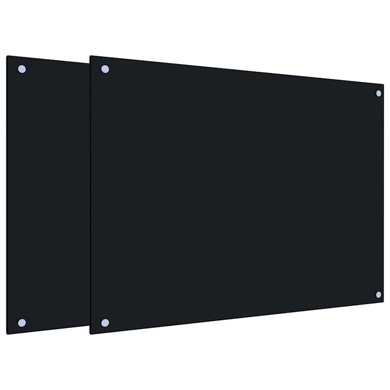 2x Panele Ochronne ze Szkła Hartowanego 80x60 cm Czarne do Kuchni
