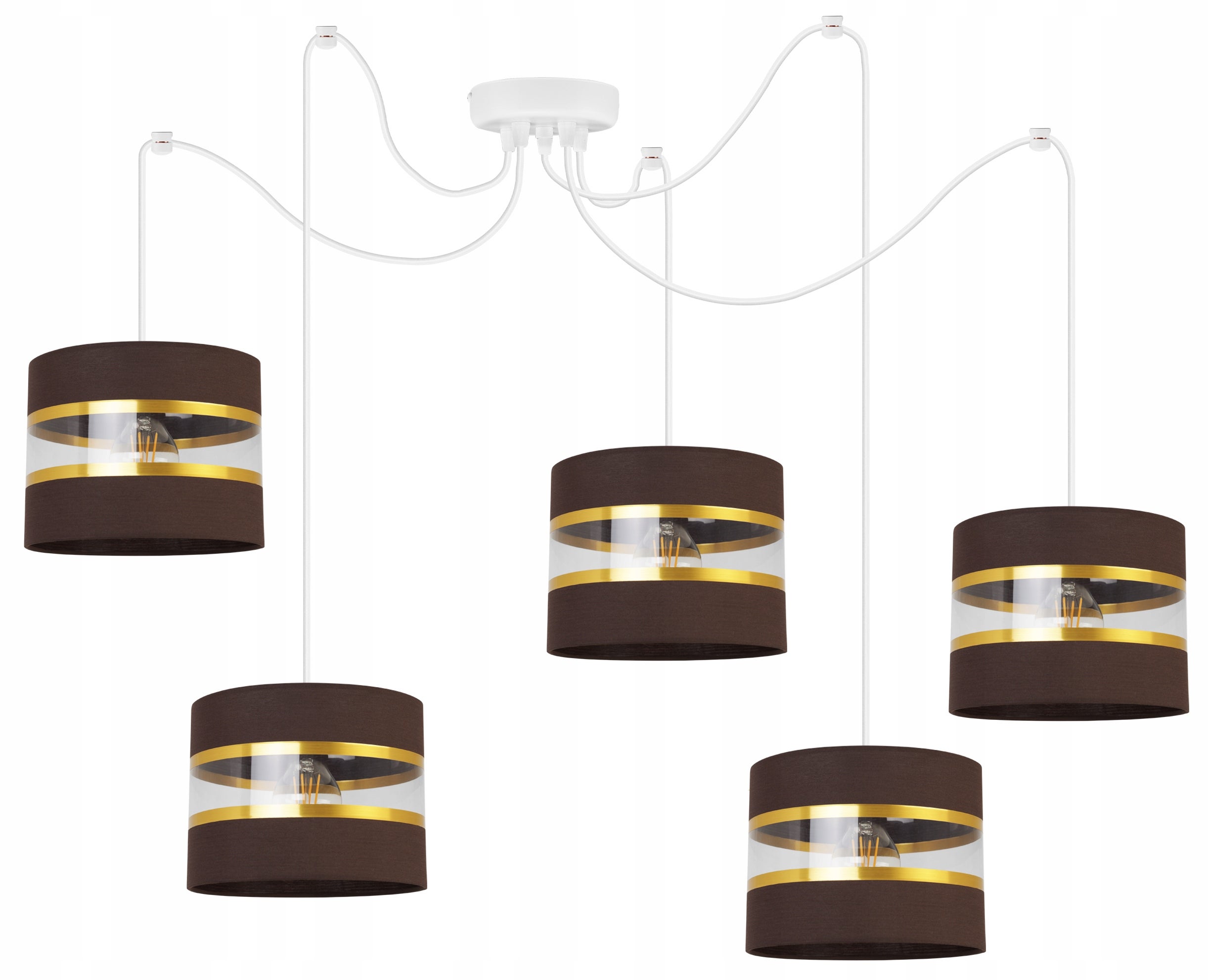 Lampa sufitowa wisząca Light Home LH Spider Elegance Gold 5x E27 60W brązowy/biały