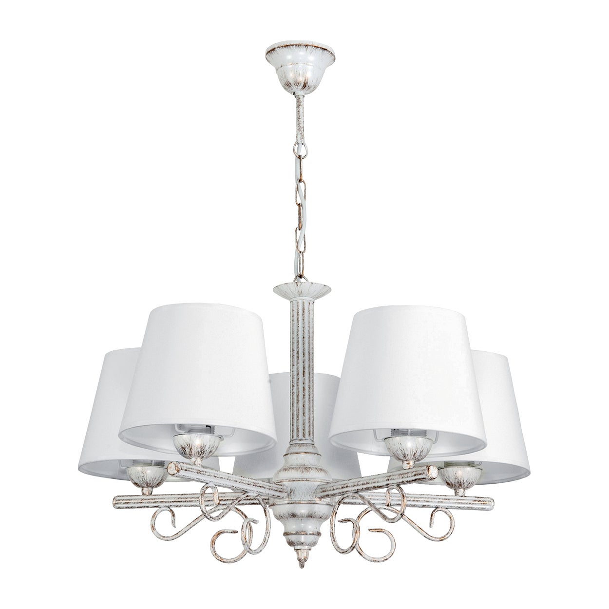 Żyrandol biały retro do salonu 5xE27 METTE 55x65cm Edylit