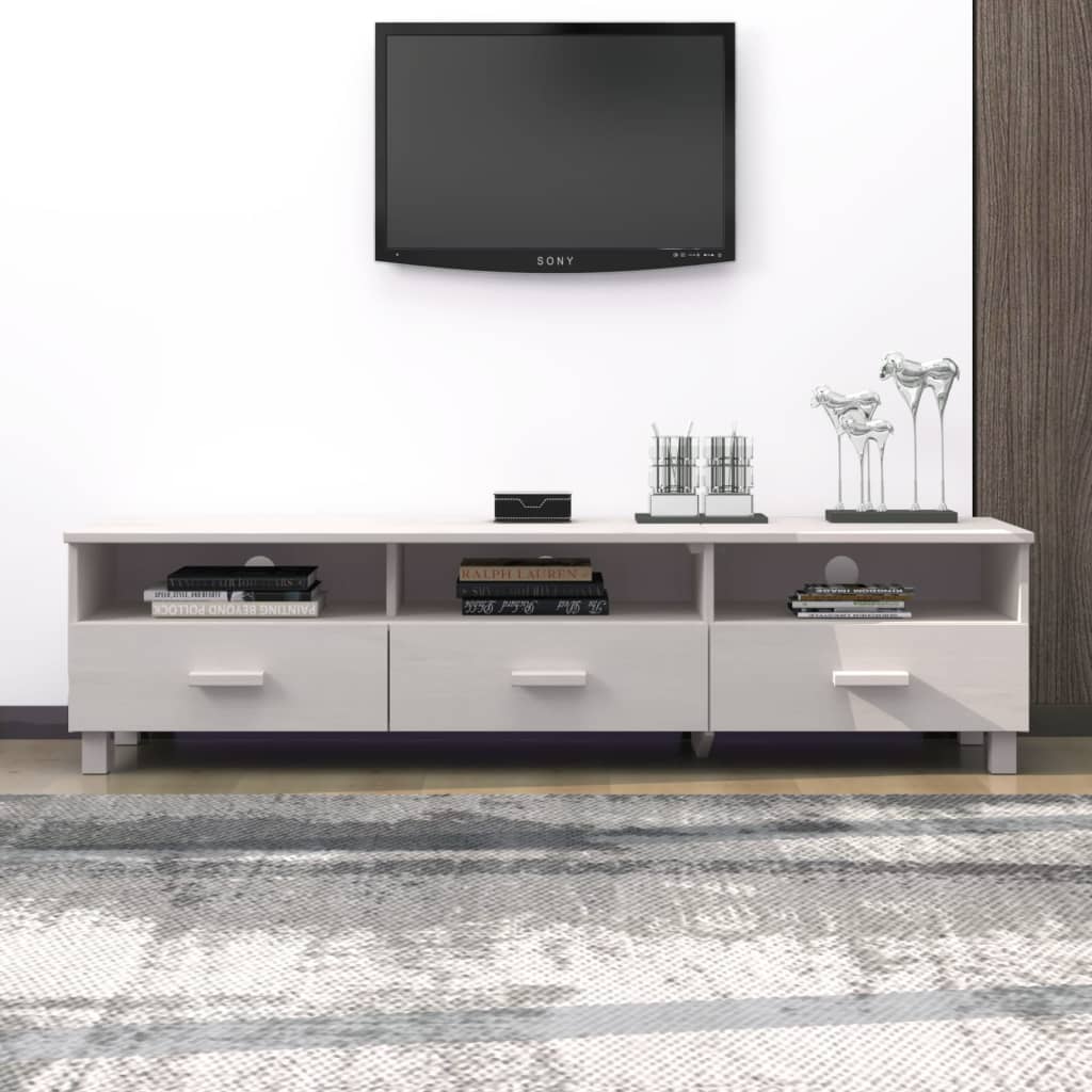 Szafka pod TV HAMAR, biała, 158x40x40 cm, lite drewno sosnowe vidaXL