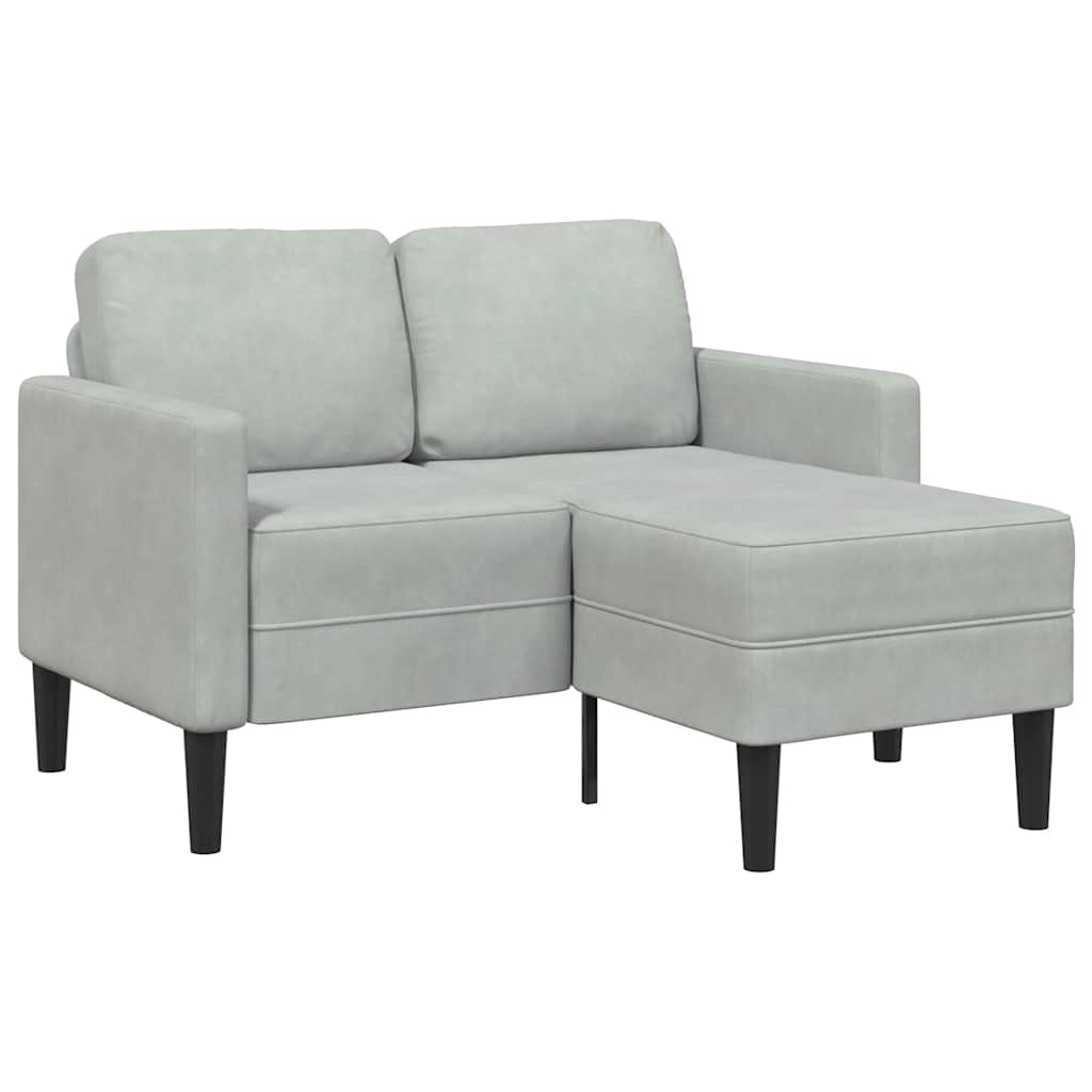 Sofa 2-osobowa z szezlongiem w kształcie litery L, jasnoszara